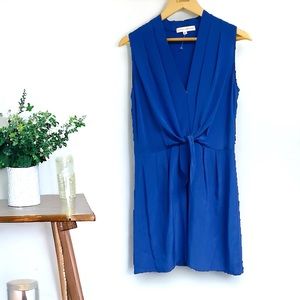 RARE Amanda Uprichard Silk Tie Front Dress in Royal Blue Medium